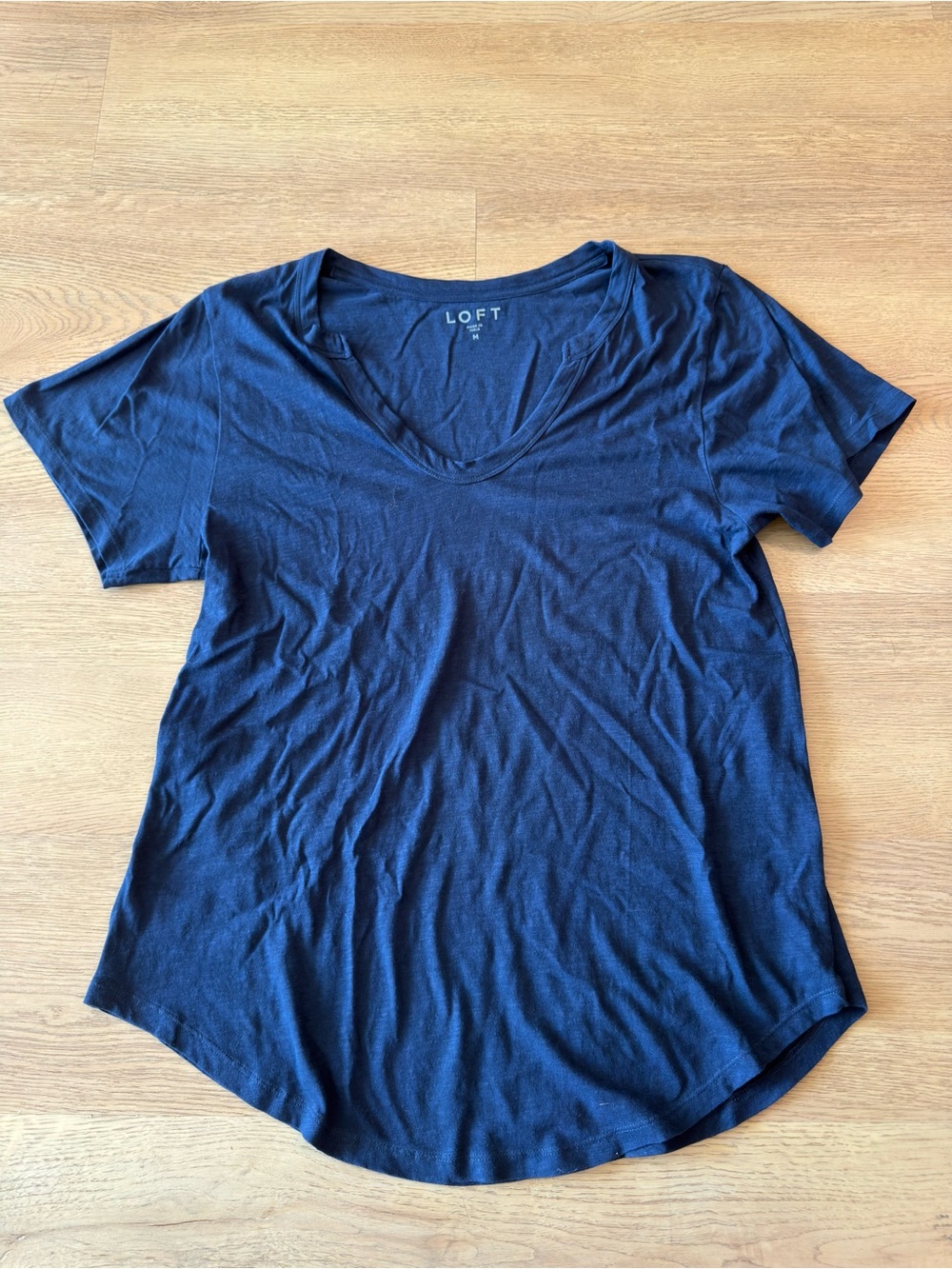 LOFT Navy V-Neck Short Sleeve Tee - Classic Everyday Top